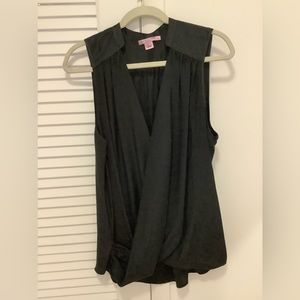 Calypso black silk vneck blouse